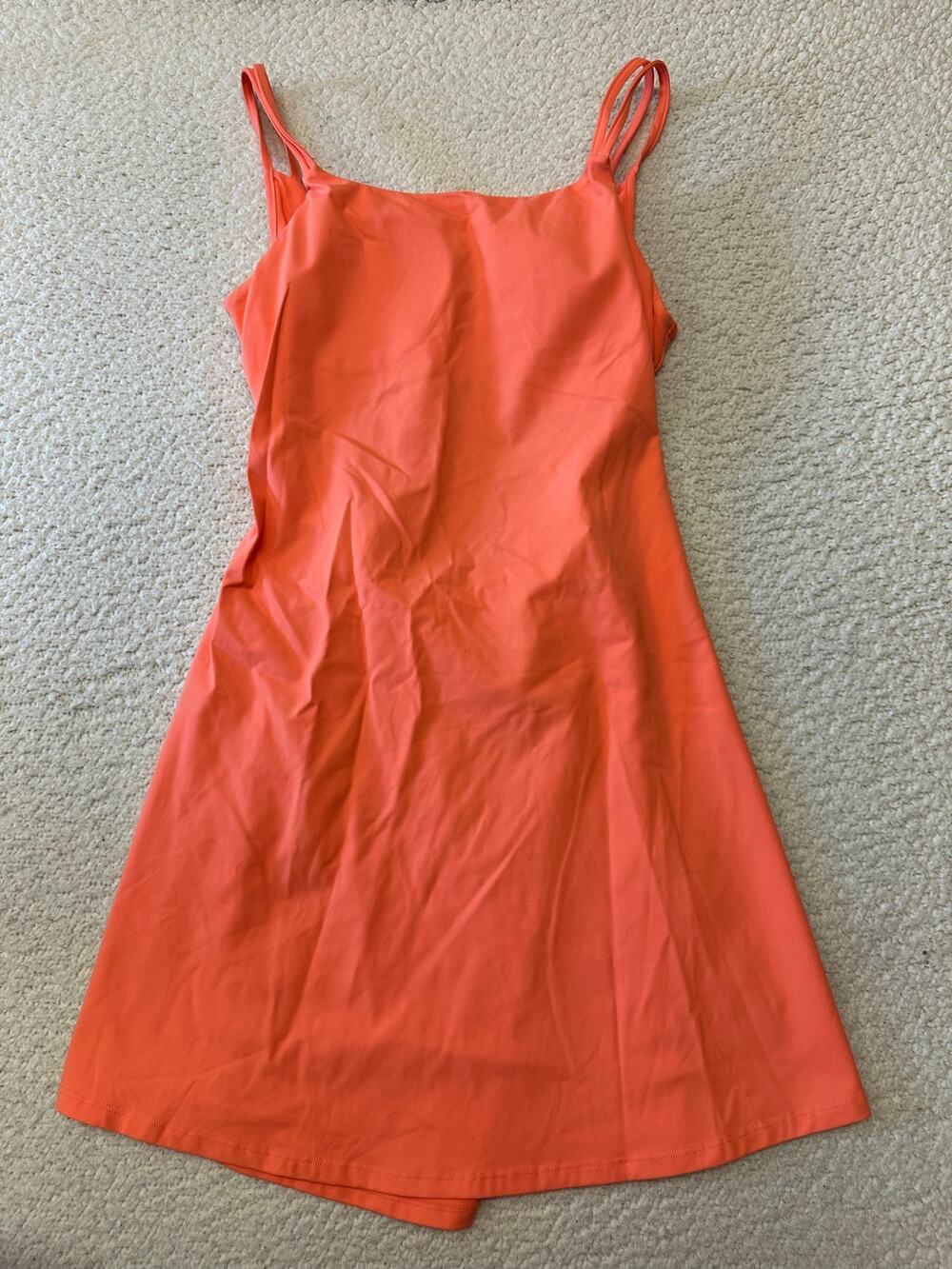 HALARA Coral Orange Mini Dress with Double Spaghetti Straps